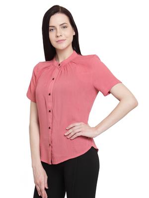 pink solid cotton shirt - 15124097 - Standard Image - 2