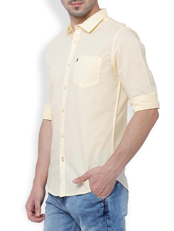 yellow cotton linen casual shirt - 15127115 - Zoom Image - 2