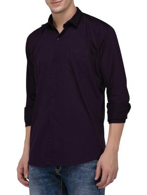 purple cotton casual shirt - 15127260 - Standard Image - 2