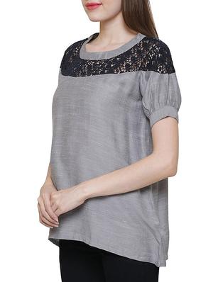 grey solid viscose top - 15128720 - Standard Image - 2