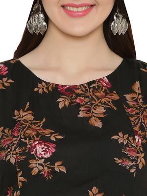 black printed rayon sheath dress - 15131335 - Standard Image - 5