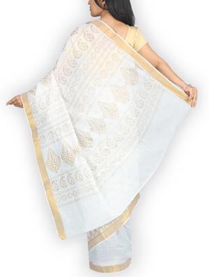 white cotton gadwal saree with blouse - 15131965 - Standard Image - 2