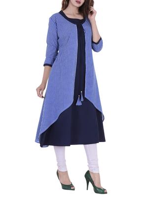 blue cotton layered kurta - 15132551 - Standard Image - 2