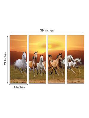 4 Panel Lucky 7 Running Horses Premium Canvas Painting - 15134611 - Standard Image - 2