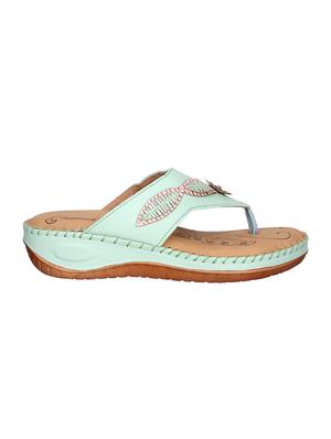 green faux leather slippers - 15135303 - Standard Image - 2