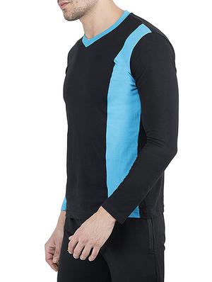 black cotton color block t-shirt - 15135350 - Standard Image - 2