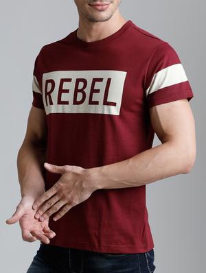 maroon cotton chest print tshirt - 15136124 - Standard Image - 2