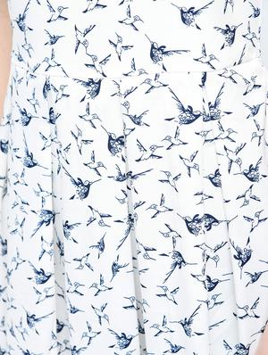 white printed crepe fit & flare dress - 15136250 - Standard Image - 5