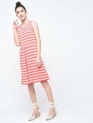 pink striped cotton a-line dress - 15136251 - Standard Image - 2