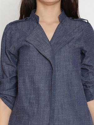 solid blue denim shrug - 15136847 - Standard Image - 5