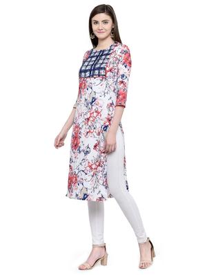 white crepe straight kurta - 15137054 - Standard Image - 2