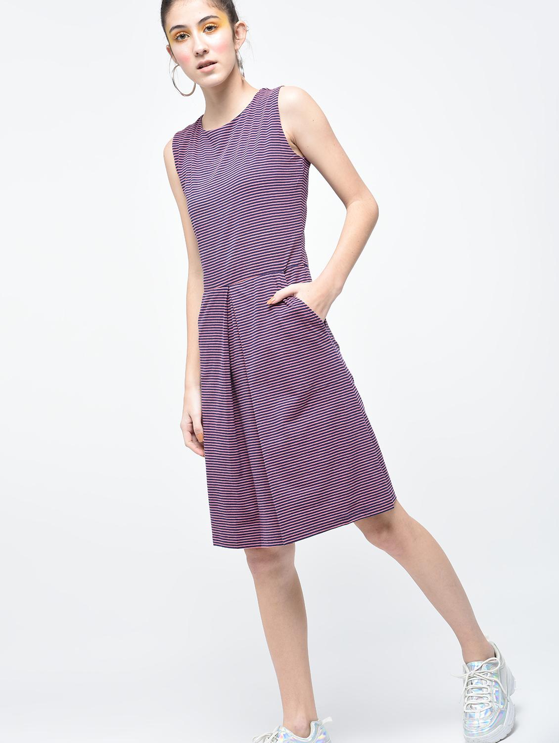 striped a-line dress - 15137222 - Zoom Image - 2