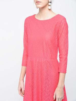 pink solid net fit & flare dress - 15137224 - Standard Image - 5