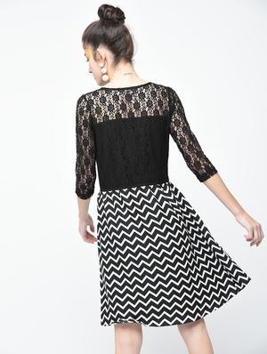 black crepe aline dress - 15137228 - Standard Image - 2