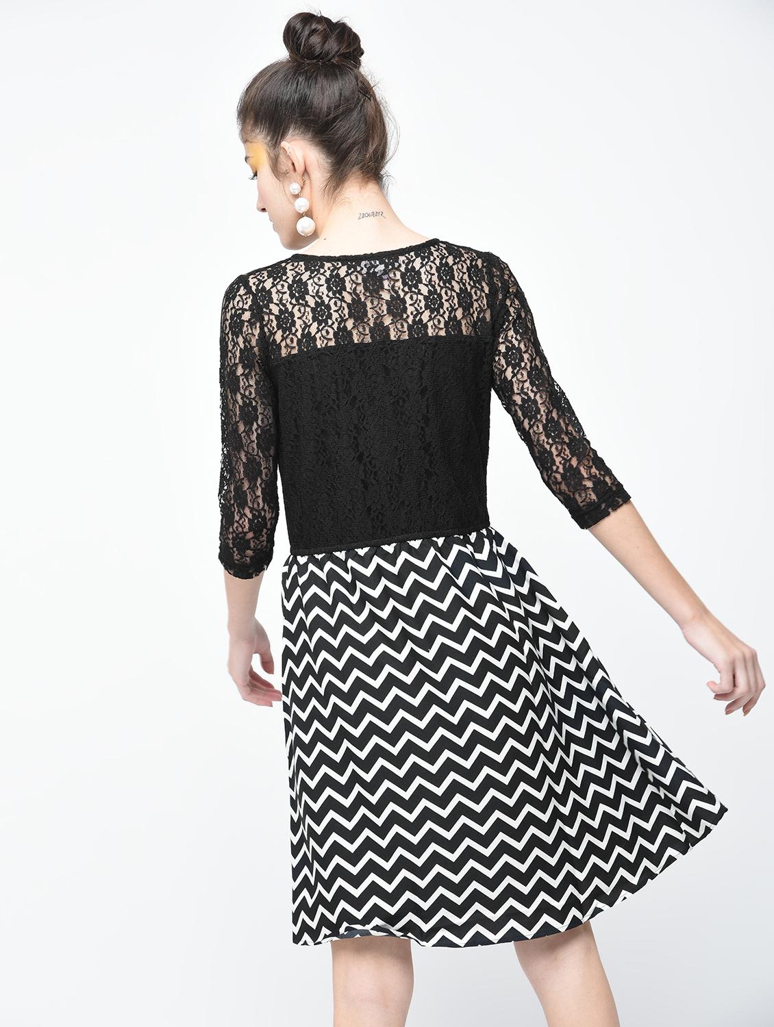 black crepe aline dress - 15137228 - Zoom Image - 2