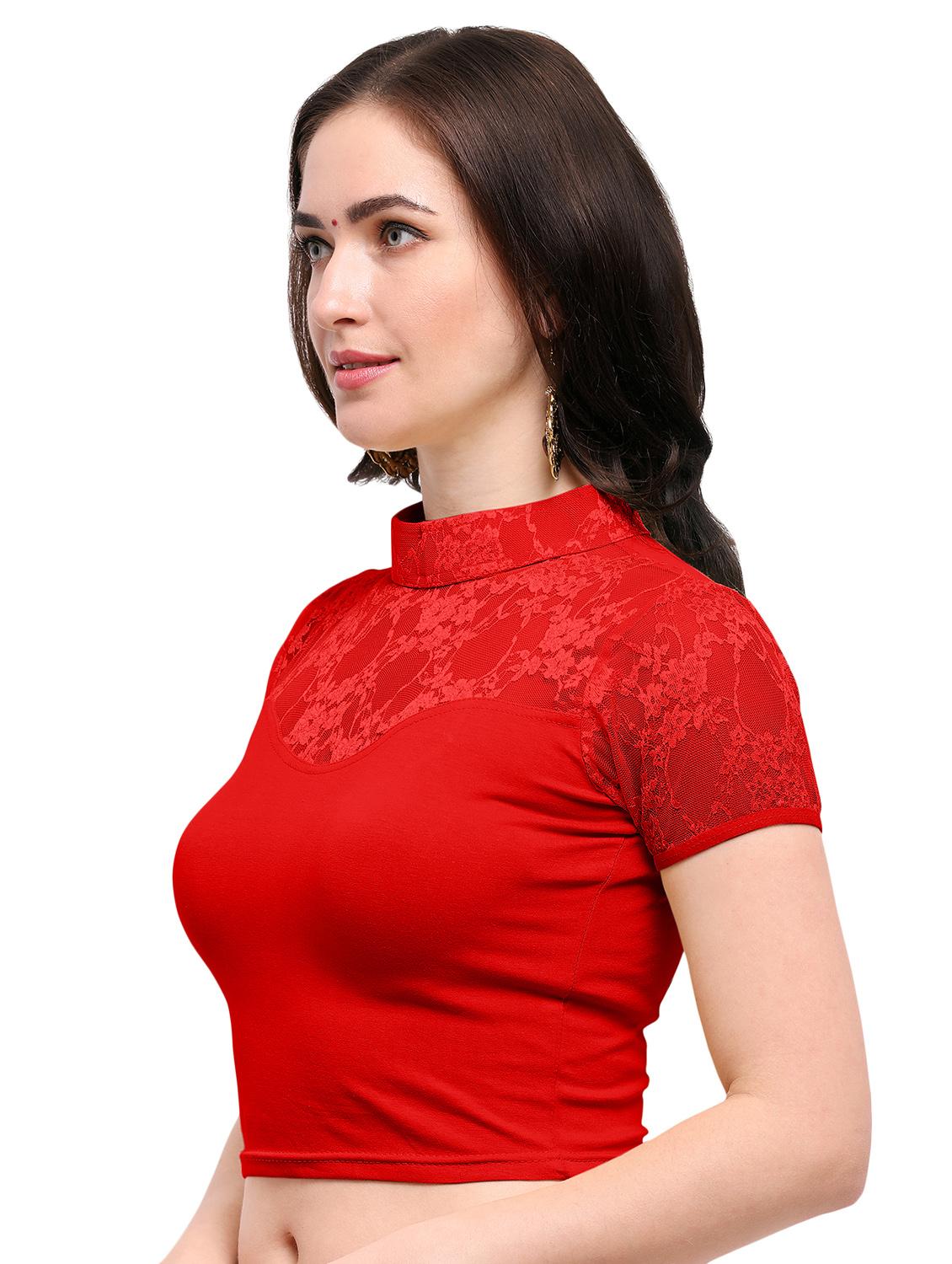 red cotton solid blouse - 15138383 - Zoom Image - 2