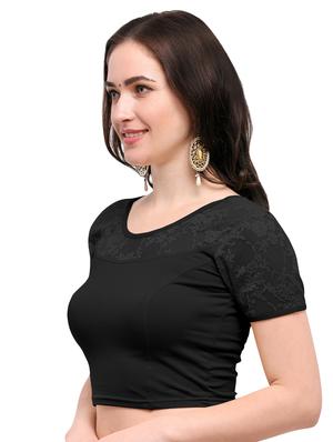 Net yoke solid blouse - 15138393 - Standard Image - 2