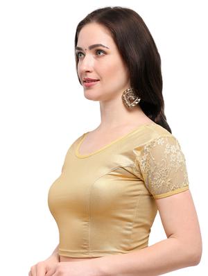 gold cotton solid blouse - 15138395 - Standard Image - 2