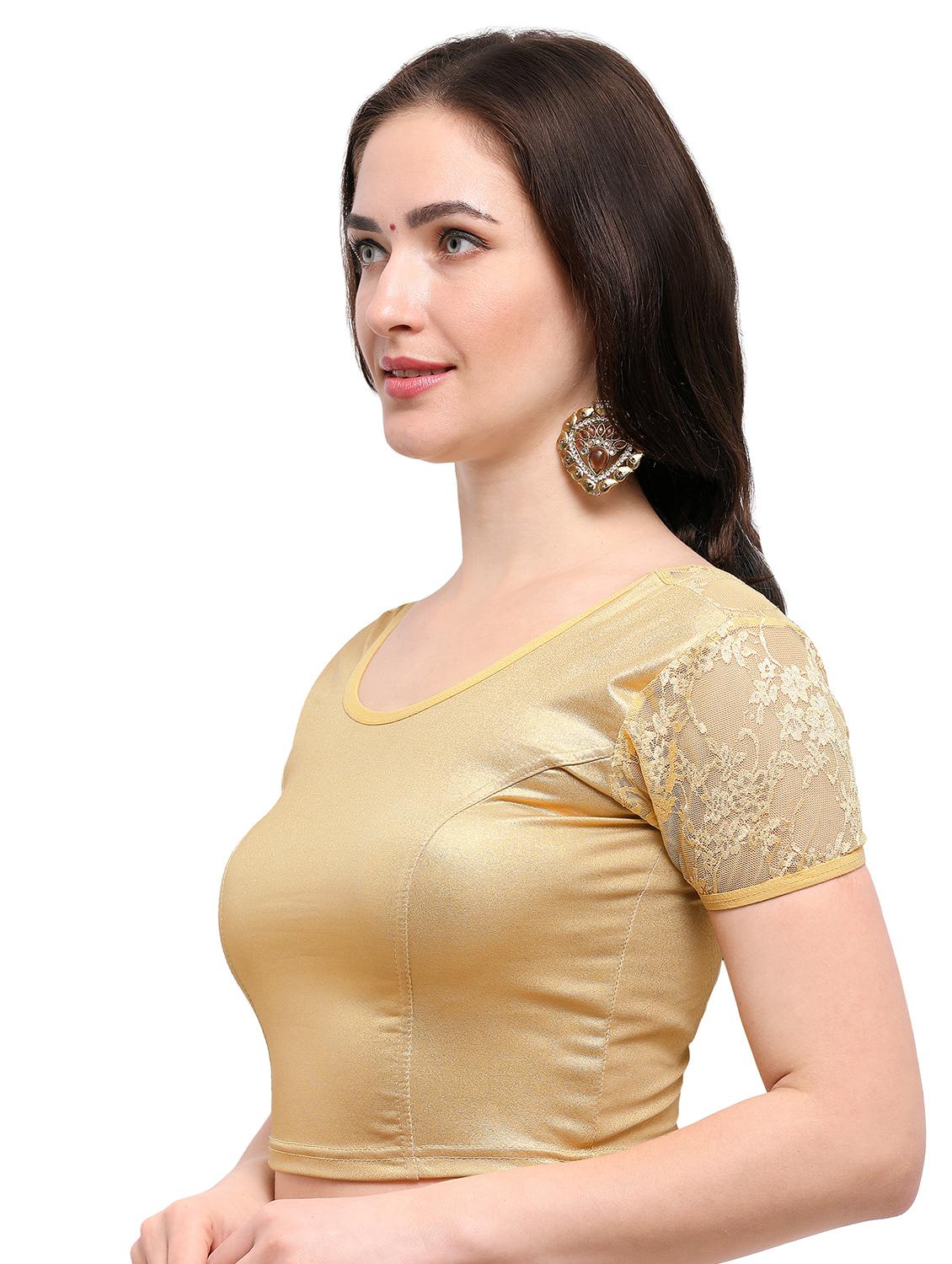 gold cotton solid blouse - 15138395 - Zoom Image - 2