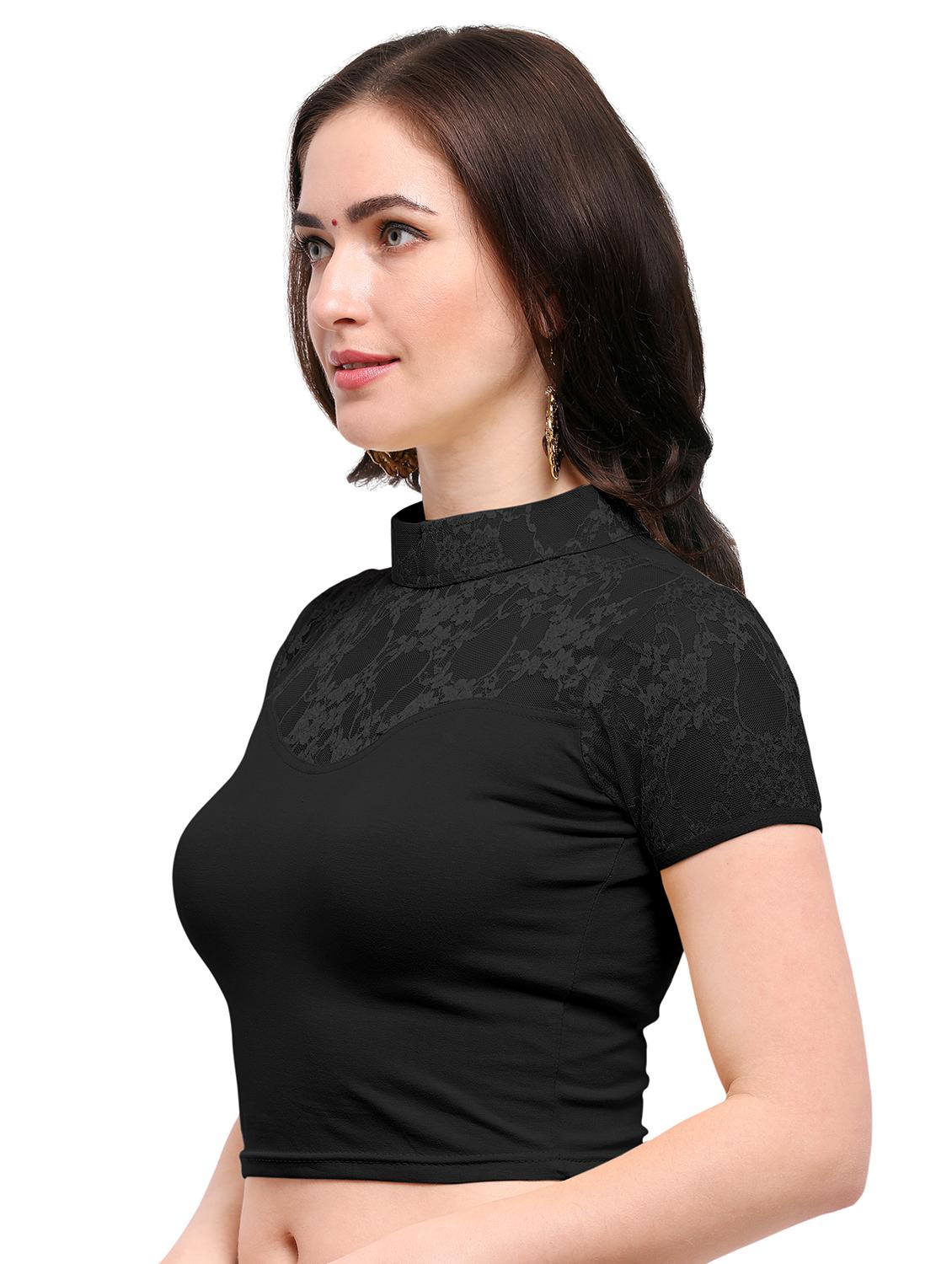 black cotton solid blouse - 15138399 - Zoom Image - 2