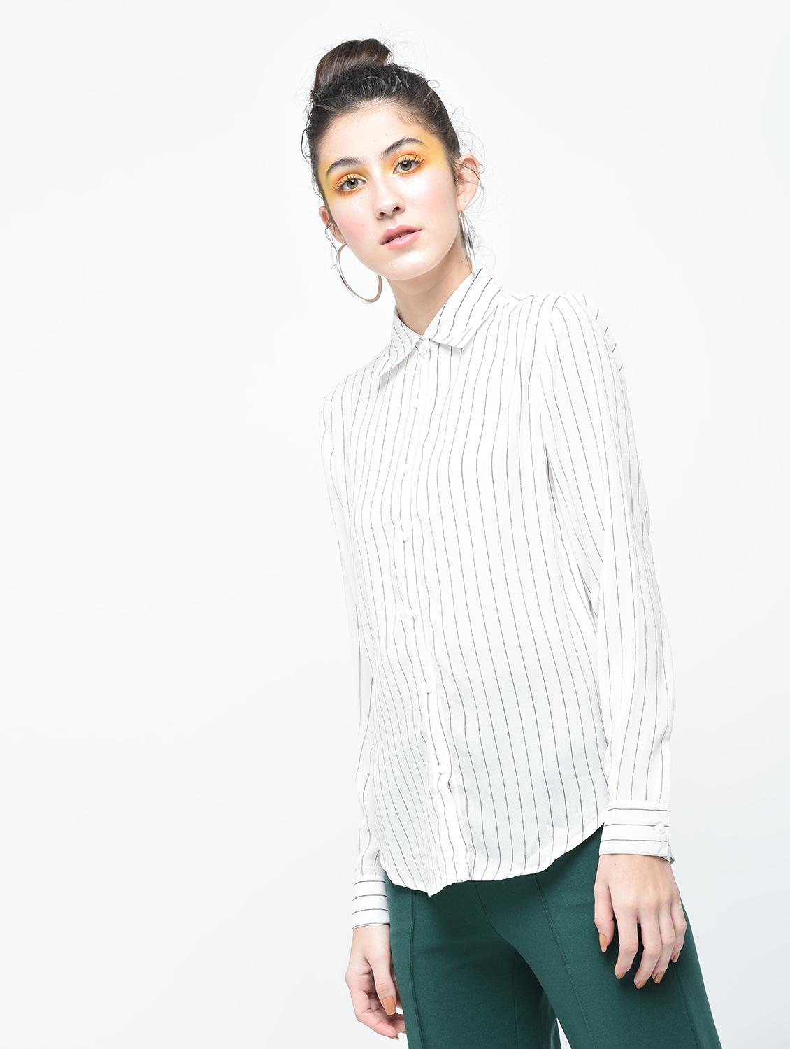 white crepe regular shirt - 15139449 - Zoom Image - 2