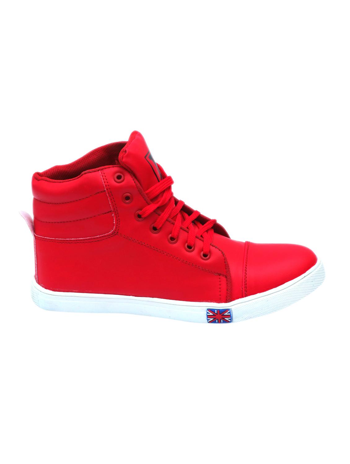 red leatherette lace up sneaker - 15141503 - Zoom Image - 2