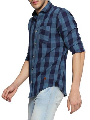 blue cotton casual shirt - 15141528 - Standard Image - 2