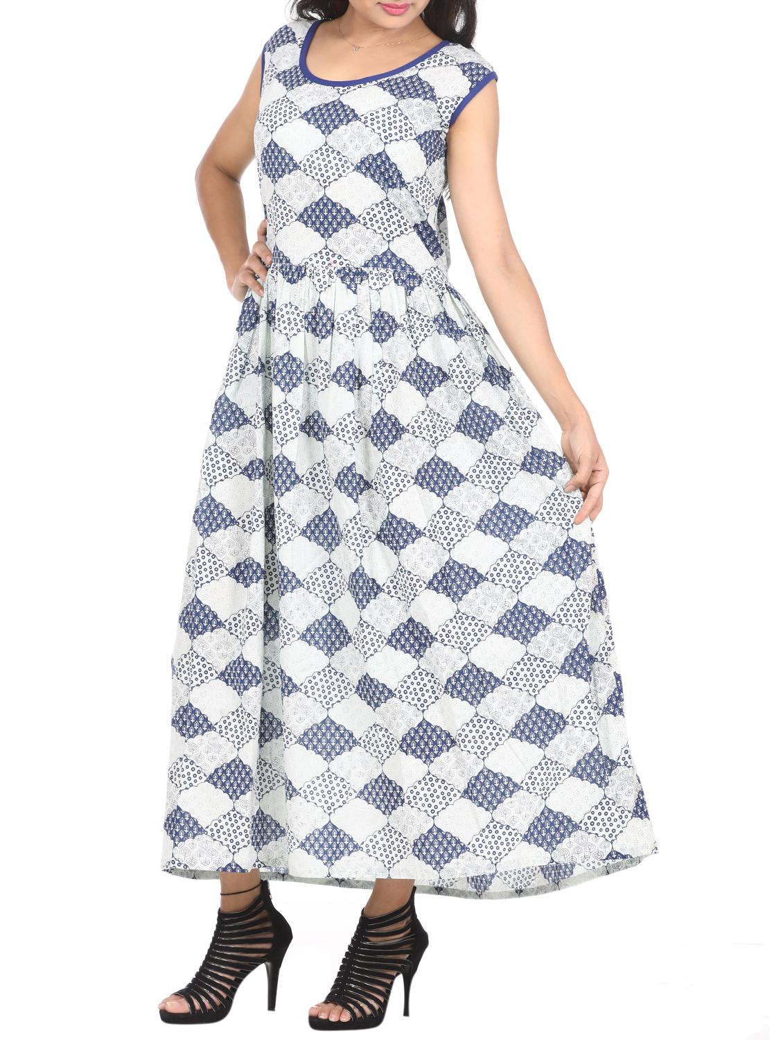 blue printed cotton maxi dress - 15142091 - Zoom Image - 2