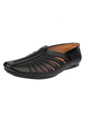 black leatherette slip on sandal - 15142672 - Standard Image - 2