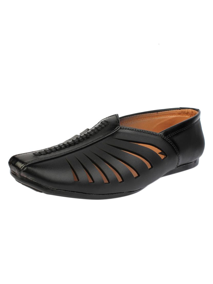 black leatherette slip on sandal - 15142672 - Zoom Image - 2