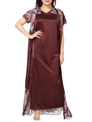 pink satin printed nightwear set - 15143306 - Standard Image - 2