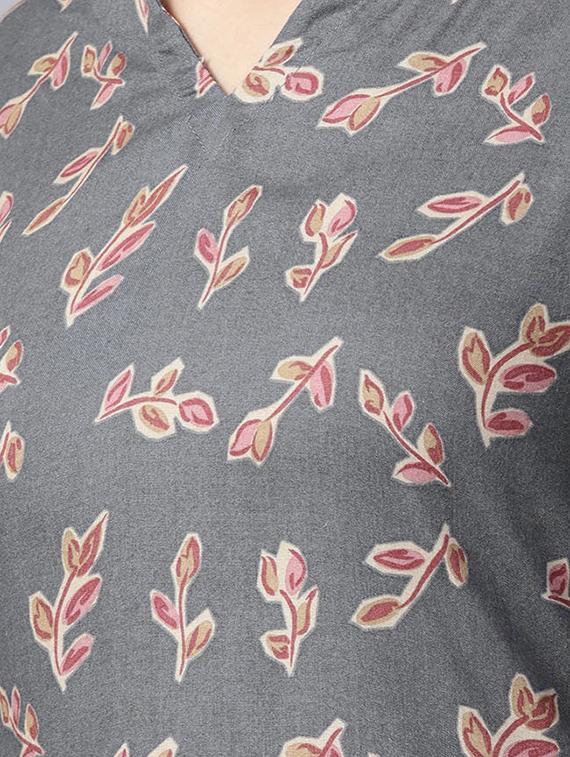 grey rayon kurta palazzo set - 15143337 - Zoom Image - 5