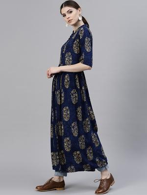 printed flared kurta - 15143394 - Standard Image - 2
