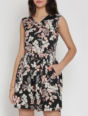 black floral crepe romper - 15143689 - Standard Image - 2