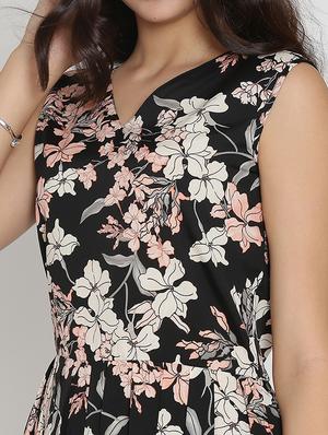 black floral crepe romper - 15143689 - Standard Image - 5