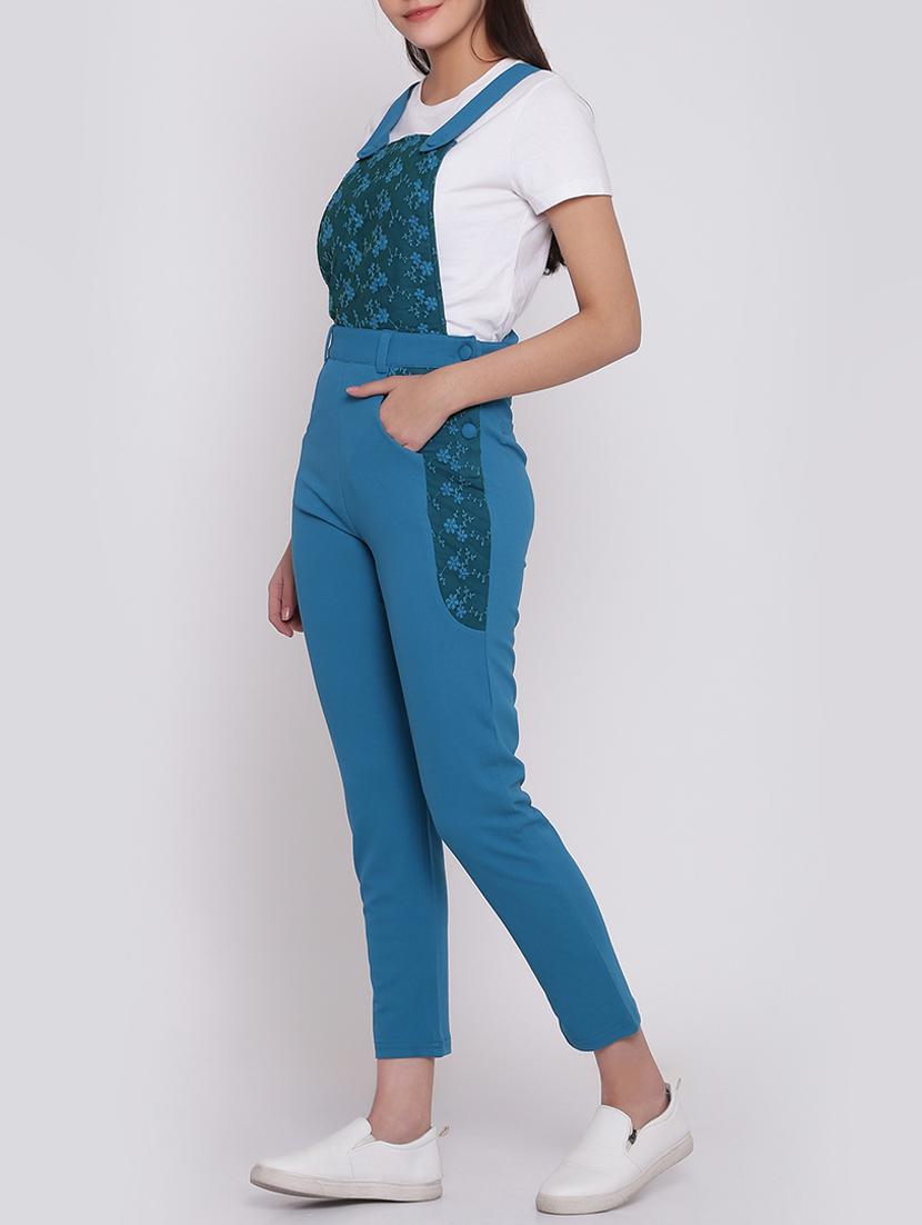 lace panel button detail dungaree - 15143723 - Zoom Image - 2