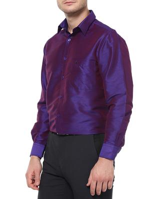 purple silk blend casual shirt - 15144201 - Standard Image - 2