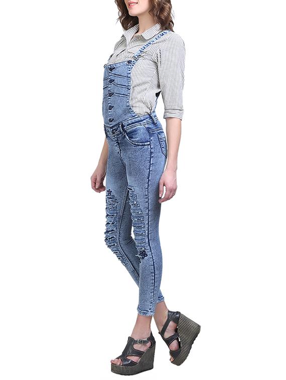 button detailed distress dungaree - 15144466 - Zoom Image - 2