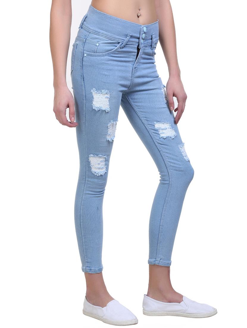 light blue distressed denim jeans - 15144541 - Zoom Image - 2