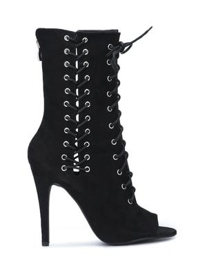 black patent leather laceup sandals - 15144728 - Standard Image - 2