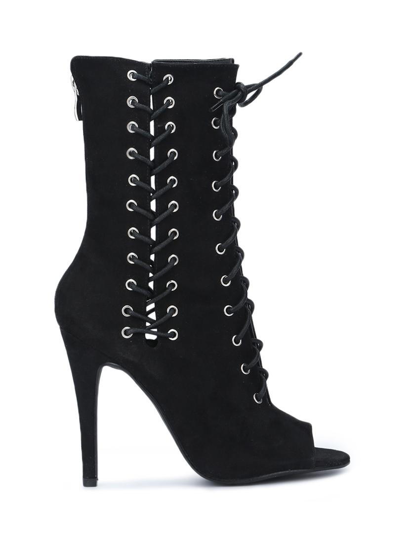black patent leather laceup sandals - 15144728 - Zoom Image - 2