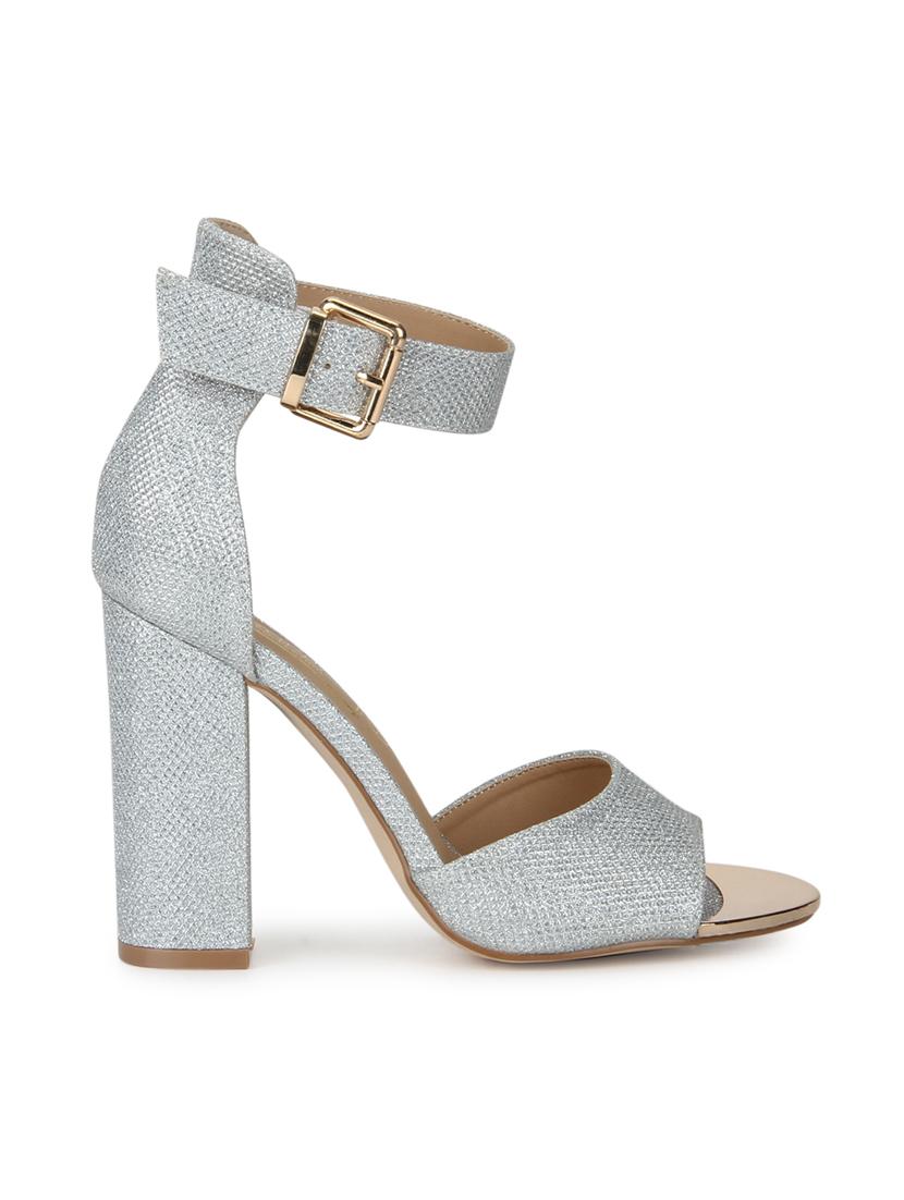 silver patent leather ankle strap sandals - 15144745 - Zoom Image - 2
