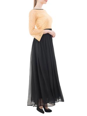 black solid georgette gown - 15145947 - Standard Image - 2