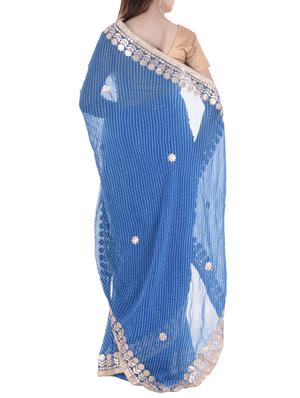 Gotta work leheriya saree with blouse - 15147774 - Standard Image - 2