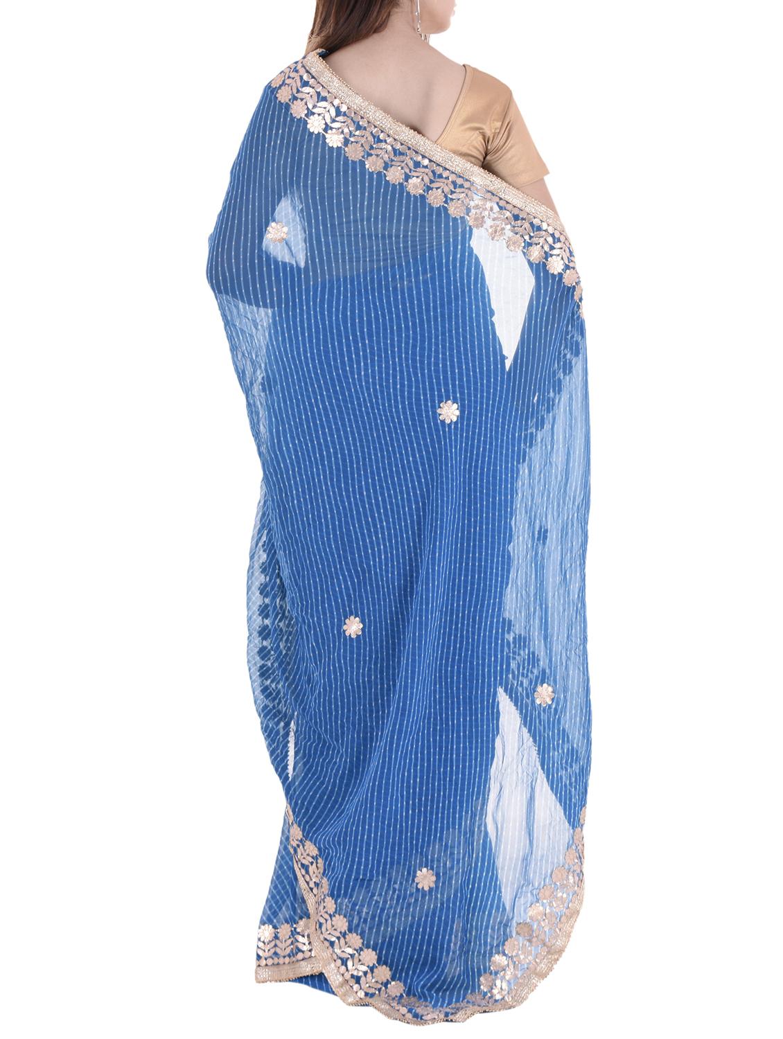 Gotta work leheriya saree with blouse - 15147774 - Zoom Image - 2