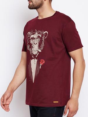 maroon cotton chest print tshirt - 15148058 - Standard Image - 2