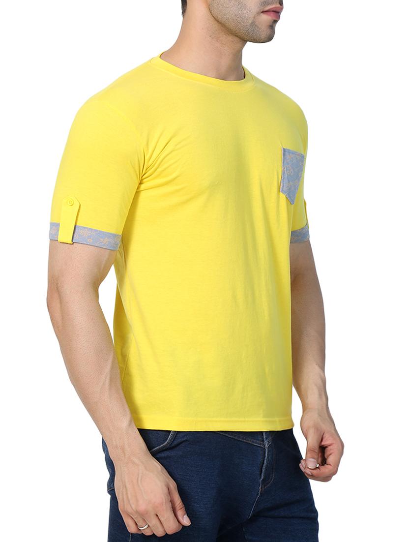 yellow cotton blend pocket t-shirt - 15148141 - Zoom Image - 2