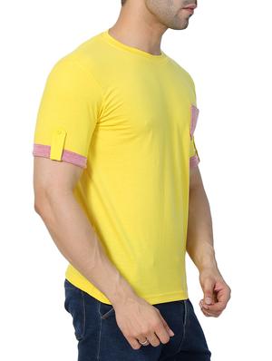 yellow cotton blend pocket t-shirt - 15148143 - Standard Image - 2