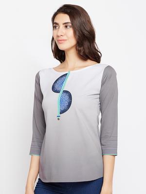grey crepe aline kurti - 15151253 - Standard Image - 2