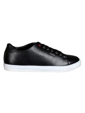 black leatherette lace up sneaker - 15153441 - Standard Image - 2